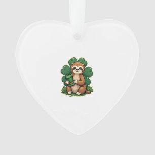 St Patricks Day Sloth Vintage Lucky Clover Art 2 Ornament