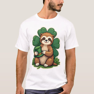 St Patricks Day Sloth Vintage Lucky Clover Art 2 T-Shirt