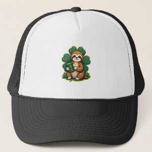 St Patricks Day Sloth Vintage Lucky Clover Art 2 Trucker Hat