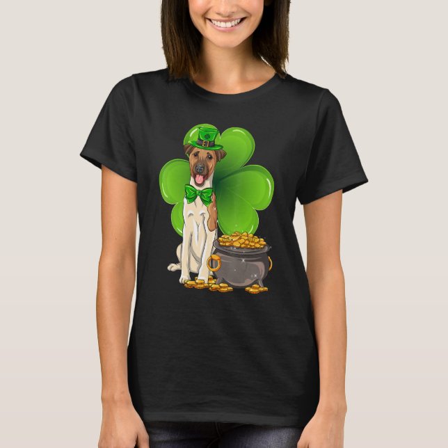 St Patrick's Day Smooth Fox Terrier Shamrock Pet D T-Shirt (Front)