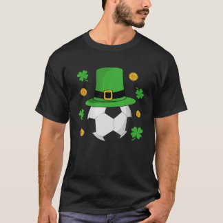 St Patricks Day Soccer Ball Leprechaun Hat Shamroc T-Shirt