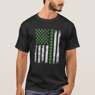 St Patrick's Day Soccer Irish American Flag Shamro T-Shirt