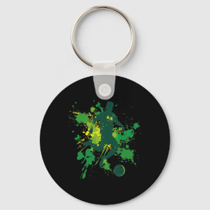 St Patricks Day Soccer Shamrock Key Ring