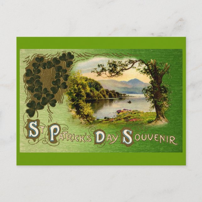 St Patrick's Day Souvenir Vintage Landscape Postcard (Front)
