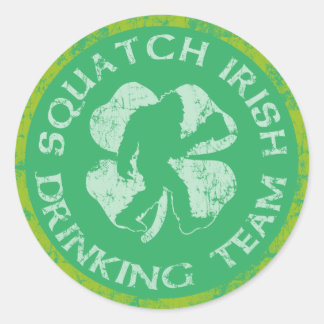 St Patrick's Day Squatch Irish Drinking Team Classic Round Sticker