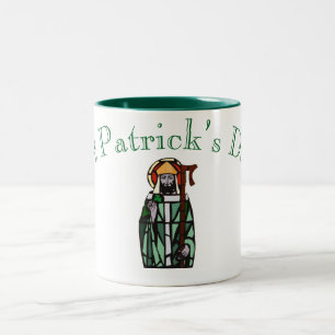 St Patricks Day Stained Glass Window Design   Two-Tone Coffee Mug