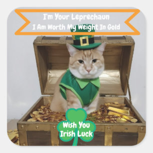 St Patrick's Day Sticker with Cat Humor