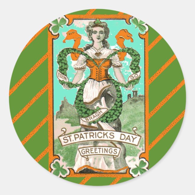 St. Patrick's Day Stickers with Irish Lass (Front)