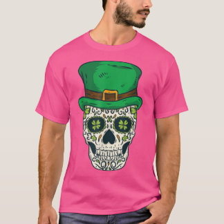 St Patrick's Day Sugar Skull Day of Dead Saint Pat T-Shirt
