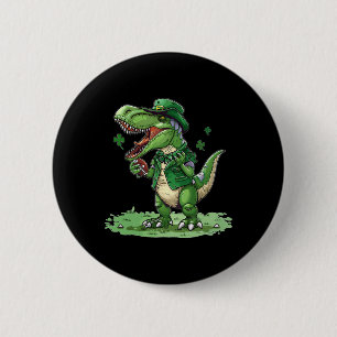 St Patricks Day T Rex American Footll Dinosaur Lep 6 Cm Round Badge