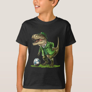 St Patricks Day T Rex Soccer Dinosaur St Patricks T-Shirt