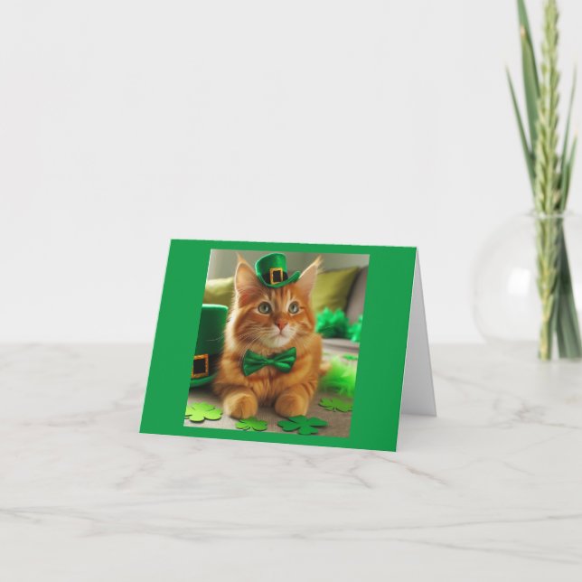 St. Patrick's Day Tabby Thank You Card (Front)