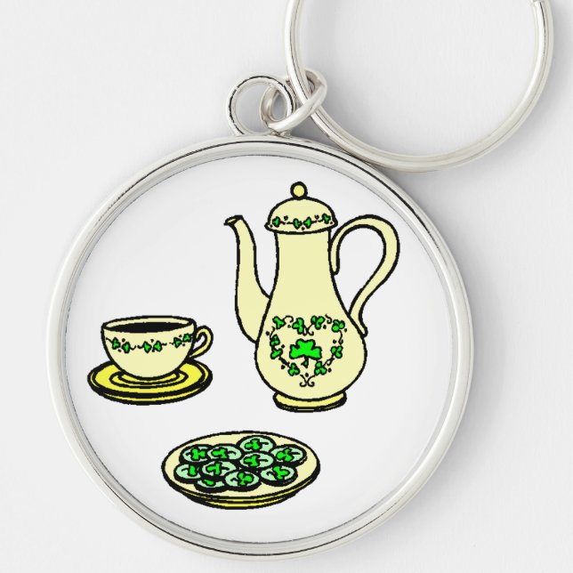 St. Patrick's Day Tea Set Irish Keychain (Front)