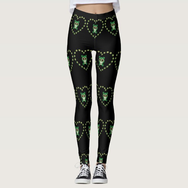 St. Patrick's Day Teddy Bear Leggings (Front)