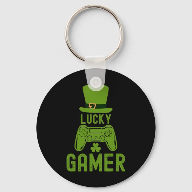 St Patricks Day Tee Shamrock St Patrick Lucky Game Key Ring (Front)