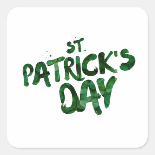 St Patrick's Day text with green letters Square Sticker