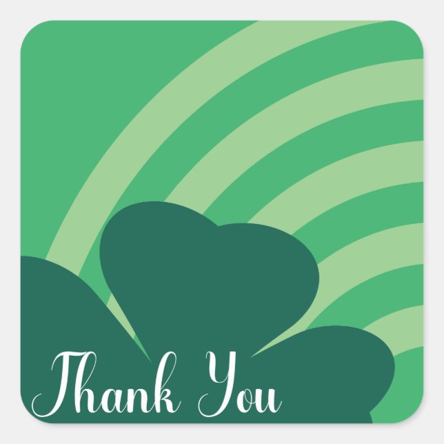 St Patricks Day Thank You Shamrock Rainbow Party Square Sticker (Front)