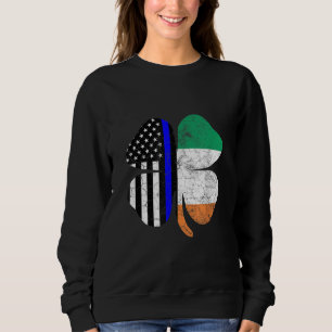 St Patricks Day Thin Blue Line American Irish Flag Sweatshirt