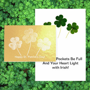 St. Patrick's Day Three Leaf Clovers Holiday Foil Card