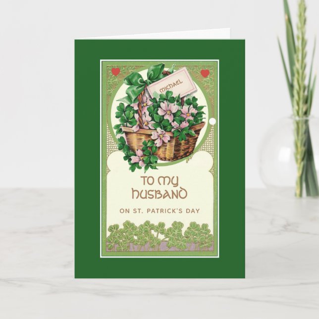 St. Patrick's Day to Husband Religious Shamrocks Card (Front)