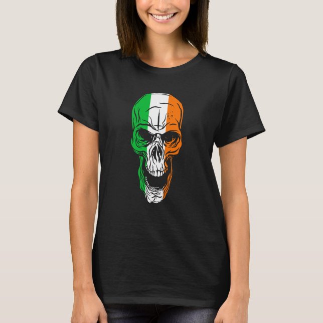 St Patricks Day To Saint Paddy's Skull Flag Irelan T-Shirt (Front)