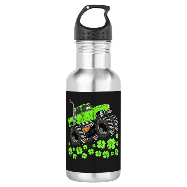 St Patricks Day Toddler Lucky Monster Truck 532 Ml Water Bottle (Front)