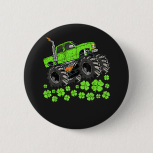 St Patricks Day Toddler Lucky Monster Truck 6 Cm Round Badge