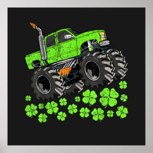 St Patricks Day Toddler Lucky Monster Truck Poster
