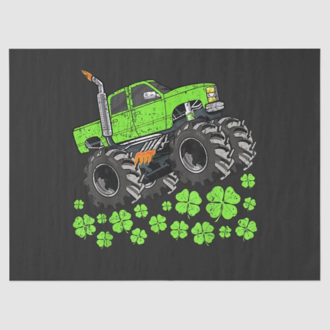 St Patricks Day Toddler Lucky Monster Truck Tissue Paper (Front)