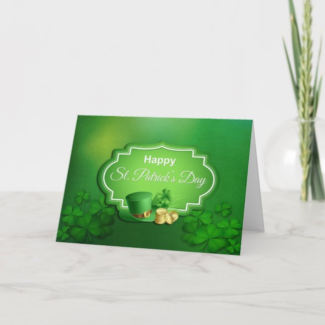 St. Patrick's Day Top Hat & Coins - Customise Card (Front)