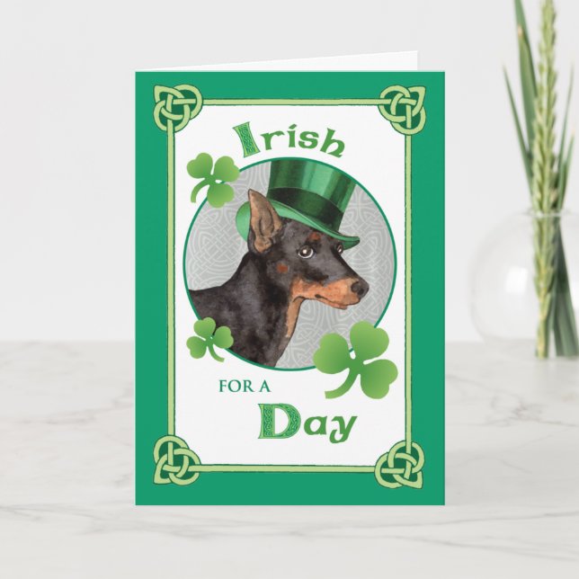 St. Patrick's Day Toy Manchester Terrier Card (Front)