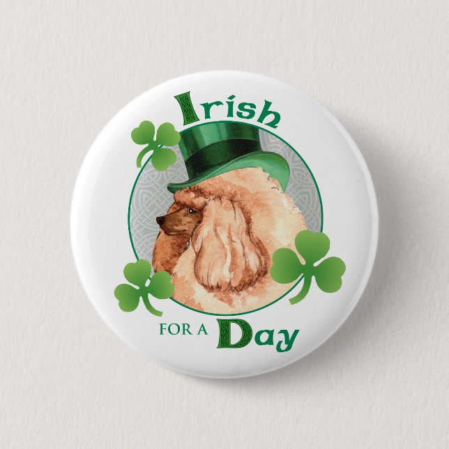 St. Patrick's Day Toy Poodle 6 Cm Round Badge (Front)