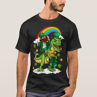 St Patricks Day Trex Dino Leprechaun T Rex Dinosau T-Shirt