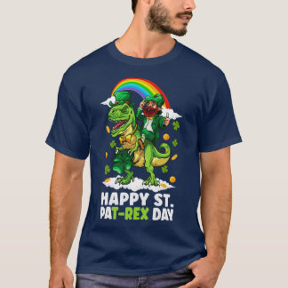St Patricks Day Trex Dino Leprechaun T Rex Dinosau T-Shirt
