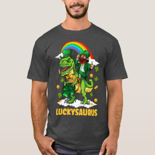 St Patricks Day Trex Dino Leprechaun T Rex Dinosau T-Shirt