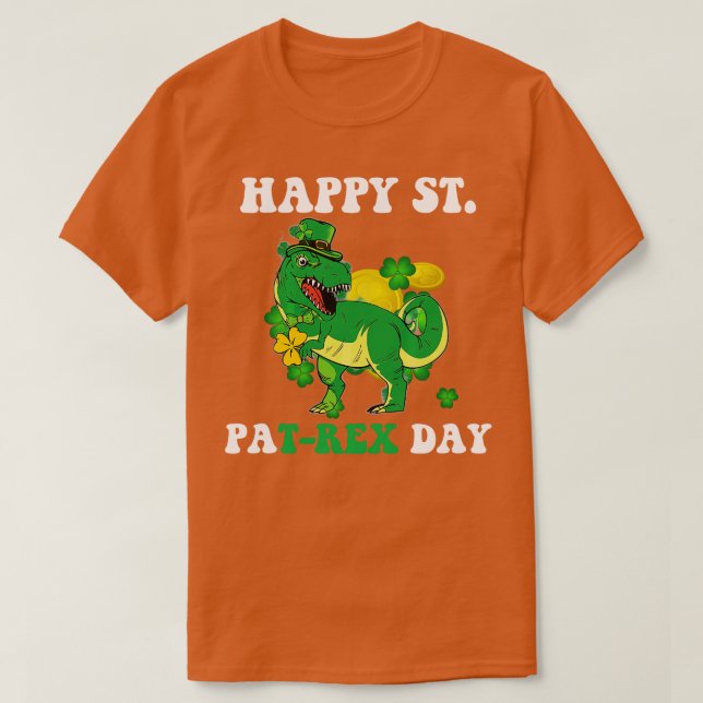 St Patricks Day Trex Dinosaur Shamrock  Irish T-Shirt (Design Front)