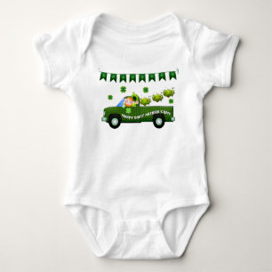 St Patrick's Day Truck Baby Bodysuit