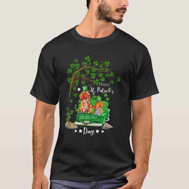 St Patricks Day Truck Dachshund Family Shamrock Cl T-Shirt (Front)