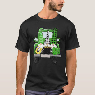 St Patrick's Day Trucks Gnomes Plaid Pot Of Gold H T-Shirt
