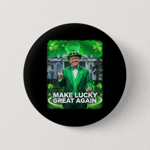 St Patricks Day Trump Leprechaun Hat Make Lucky 6 Cm Round Badge