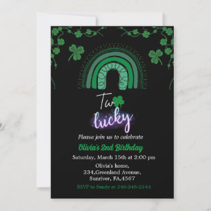 St Patrick's day two lucky 2nd birthday party  Invitation