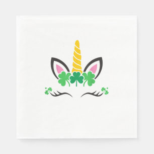 St Patrick's Day Unicorn Face Leprechaun Irish Gir Napkin