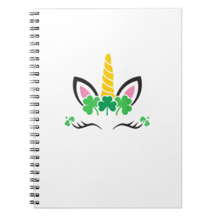 St Patrick's Day Unicorn Face Leprechaun Irish Gir Notebook