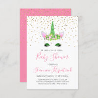 St. Patrick's Day Unicorn Girl's Pink Baby Shower