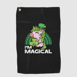St Patricks Day Unicorn Im Magical Irish Girls Kid Golf Towel