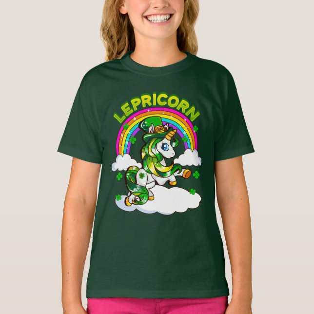 St Patricks Day Unicorn Lepricorn Irish T-Shirt (Front)