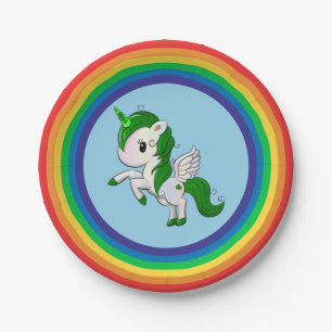 St. Patrick's Day Unicorn Pegasus Paper Plate