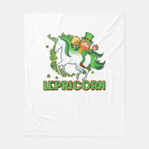 St Patricks Day Unicorn Shirt - Lepricorn Leprecha Fleece Blanket