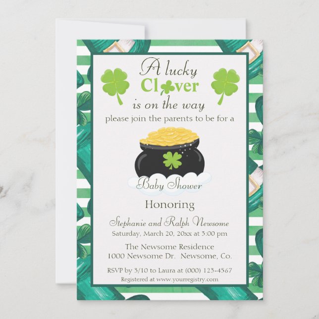 St. Patrick's Day Unisex Baby Shower Invitation (Front)