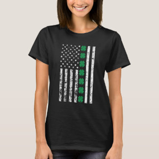 St Patrick's Day USA Flag Lucky Shamrock St. Patty T-Shirt